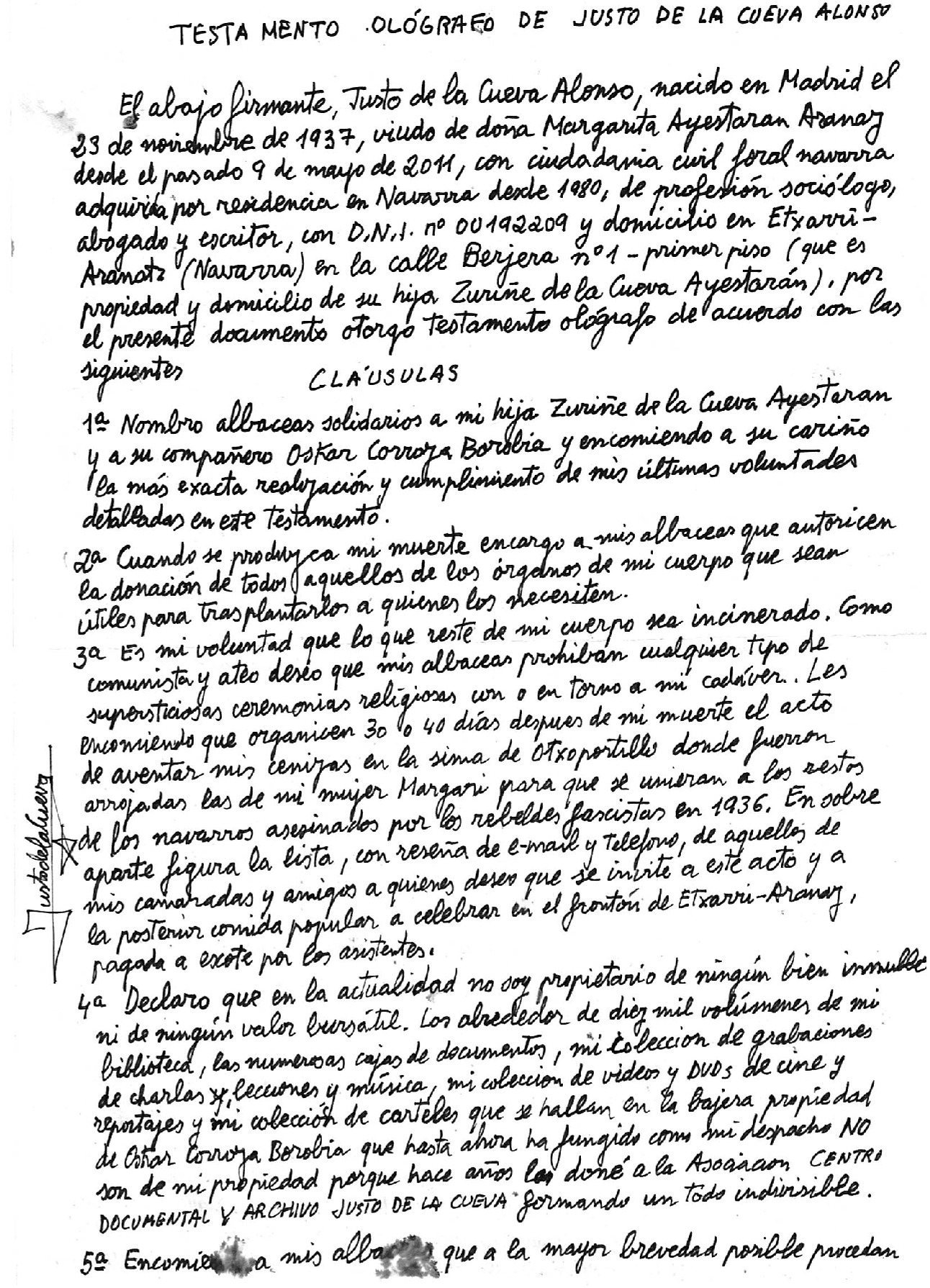 Testamento orográfico de Justo de la Cueva