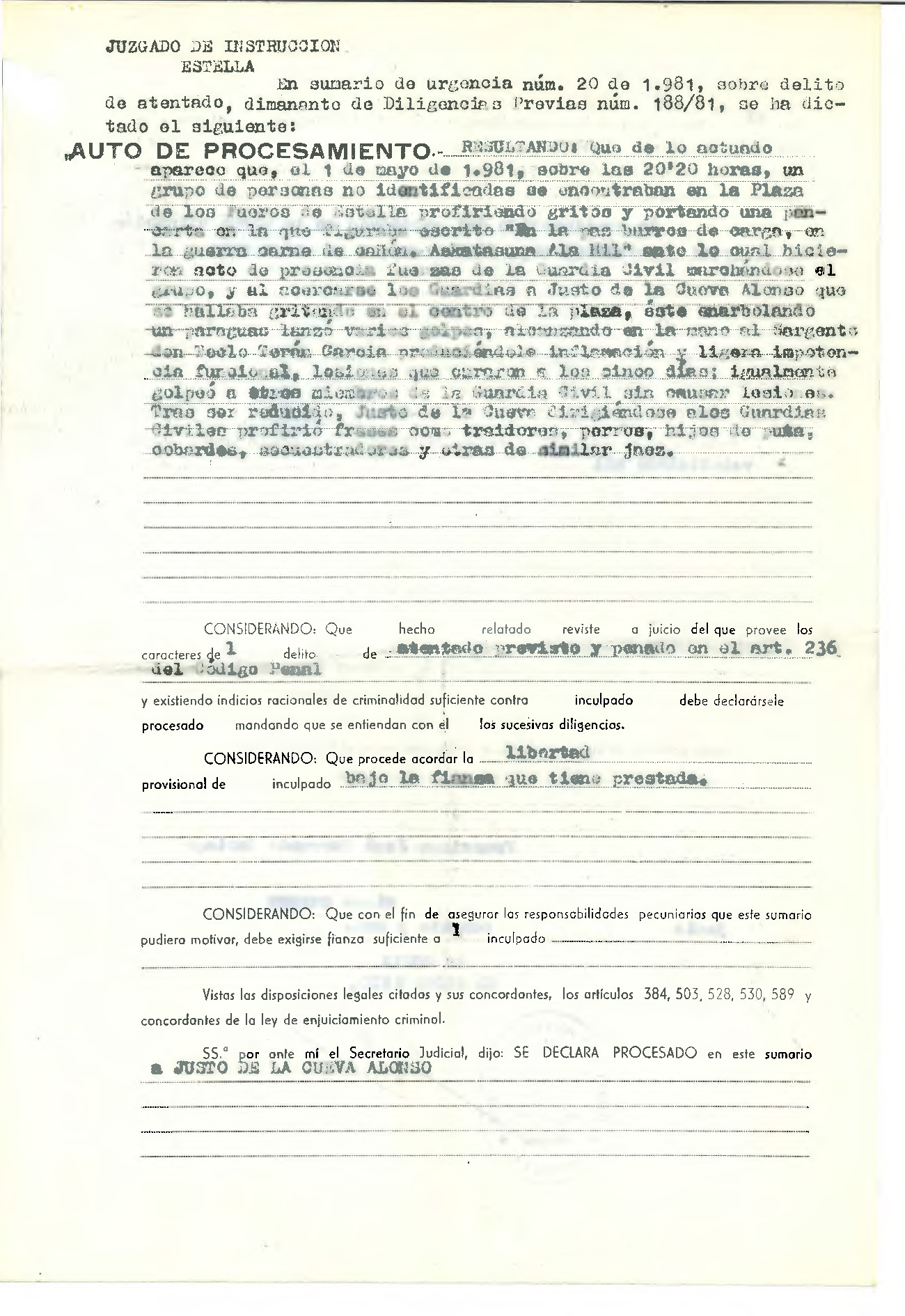 Auto de procesamiento